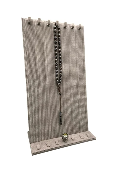 Keten Kumaş Sütlü Kahve 45/25Cm Ayaklı Tırnaklı Tesbih Yüzük Kombin Sergileme Standı ürün görseli 1