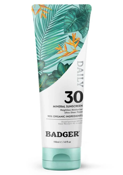 Badger Daily Mineral Güneş Kremi SPF30 | Organik & Temiz İçerikli Fiziksel Koruyucu | Beyaz İz Bırakmaz | Yüz ve Vücut ürün görseli 1