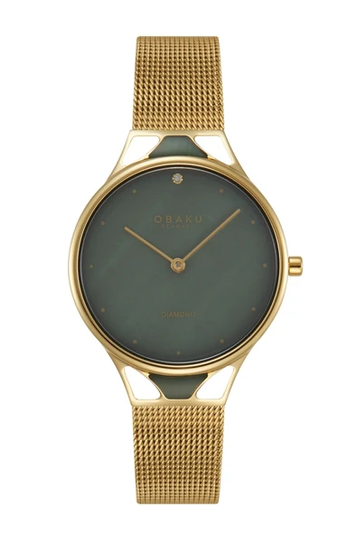 Obaku Denmark V302LXGEMG Quartz Hasır Altın Rengi Yeşil Kadran 32 mm Kadın Kol Saati ürün görseli 1