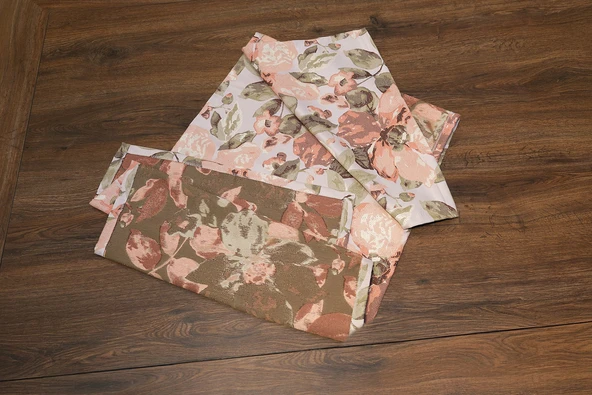 Jakarlı Dokuma Dekoratif Runner 45x140 cm Pembe Çiçekli ürün görseli 1