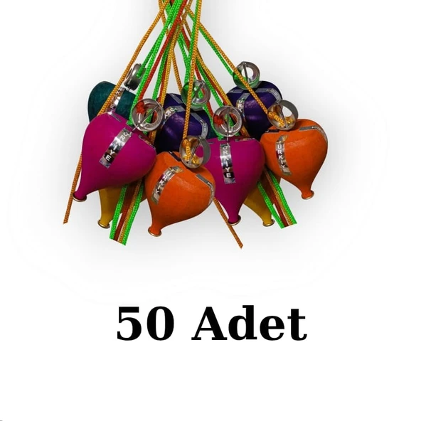 Renkli Ağaç Topaç (50 Adet) ürün görseli 1