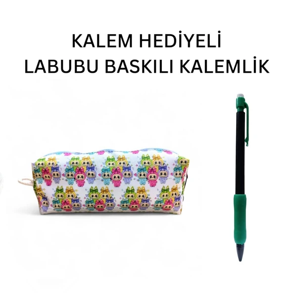 Labubu Baskılı Kalemlik- Okul Kalemliği-Makyaj Çantası ve Kalem Hediyeli ürün görseli 1