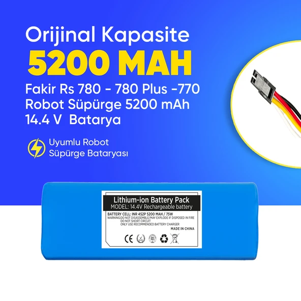 Fakir Rs 780 - 780 Plus -770 Robot Süpürge 5200 mAh 14.4 V  Batarya – Orjinal Uyumlu Uzun Ömürlü, Yüksek Performans Pil ürün görseli 1