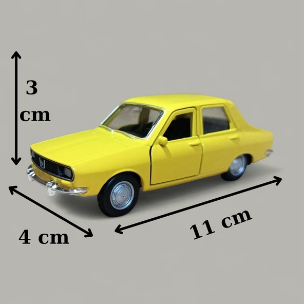 Nostaljik Metal Çek Bırak Sarı Araba Renault 12 Kapılar Açılır ürün görseli 1