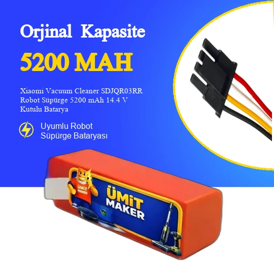 Xiaomi Vacuum Cleaner SDJQR03RR Robot Süpürge 5200 mAh 14.4 V Kutulu Batarya – Orjinal Uyumlu Uzun Ömürlü, Yüksek Performans Pil ürün görseli 1