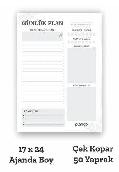 Plango Siyah - Beyaz Çek Kopar Günlük Planlayıcı - Ders Çalışma Planlayıcı ürün görseli 1