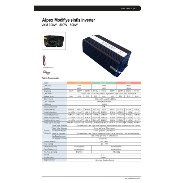 600 WATT 24 VOLT MODİFİYE SİNÜS İNVERTER - Resim 4