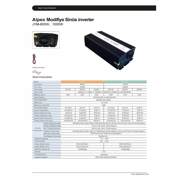 1000 WATT 24 VOLT MODİFİYE SİNÜS İNVERTER - Resim 4