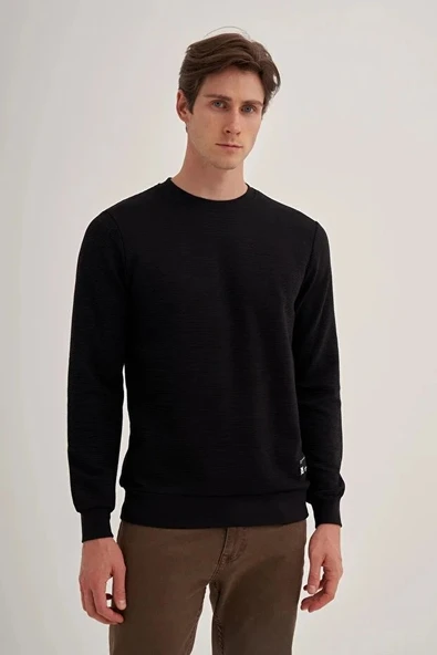 Cazador Slim Fit İnce Çizgili Ottoman Pamuk Karışımlı Sweatshirt-52470 ürün görseli 1