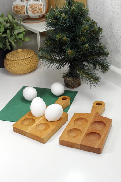 Teknofors ( 2'li SET ) 4'lü Ahşap Yuvarlak Saplı Yumurtalık %100 Kayın Ağacı ürün görseli 1