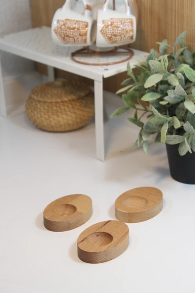 Teknofors Ahşap Yumurtalık Sofra Sunumu Elips (3'LÜ SET) - Resim 2