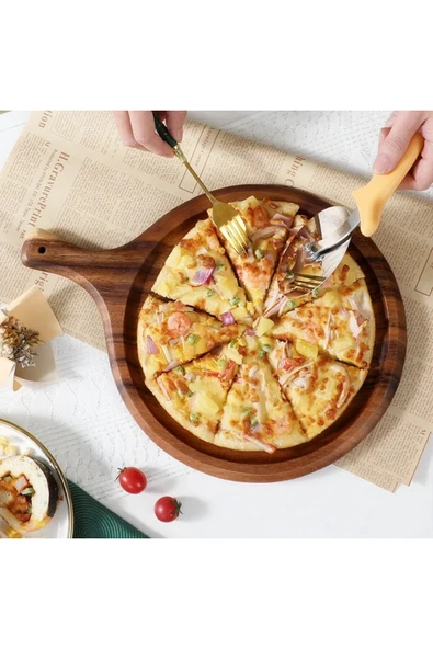 STARDUST İroko Kalın Ahşap Pizza Sunum Tabağı 24 cm - Resim 2