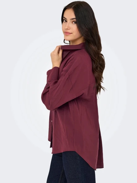 Only 15272523 Kadin Gomlek - Bordo - Resim 2