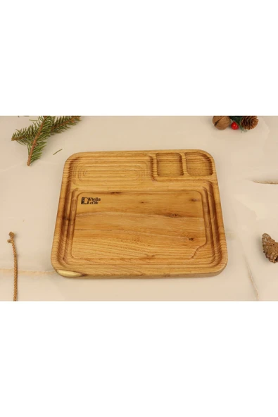 wiella Ahşap Sunumluk Tepsi, Et ve Tost Sunum servis tabağı, Akasya Tabak, Dekorasyon, Aksesuar, 25x21cm ürün görseli 1