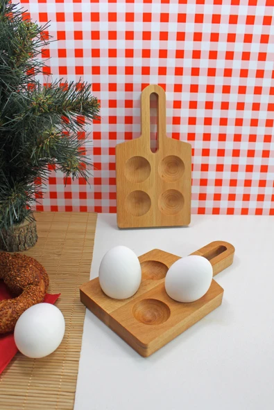 Teknofors (2'li SET) 4'lü Ahşap Elips Saplı Yumurtalık %100 Kayın Ağacı ürün görseli 1