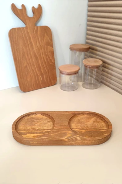 Mobawood 2 Bölmeli Kahverengi Ahşap Yağdanlık, Sunumluk, Sabunluk 28 Cm ürün görseli 1