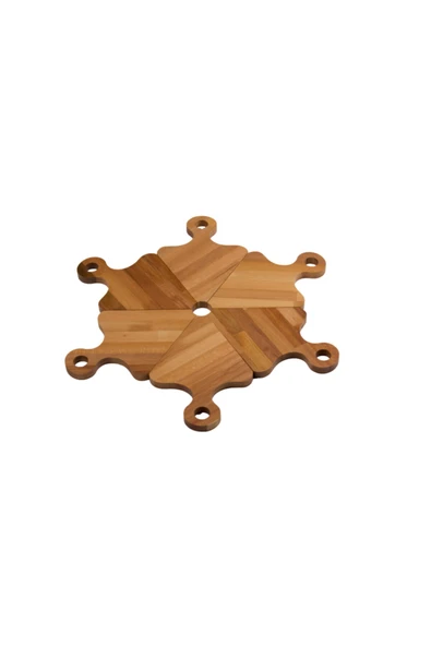 DHARMA WOOD Doğal Ahşap 6 Parça Pizza Servis&sunum 45x45 cm ürün görseli 1