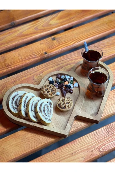 ATAwood Kalp Motifli Sunum Tabağı, Sunumluk, Çay Servis Tabağı, Kayın Ağacı, Doğal Ahşap ürün görseli 1