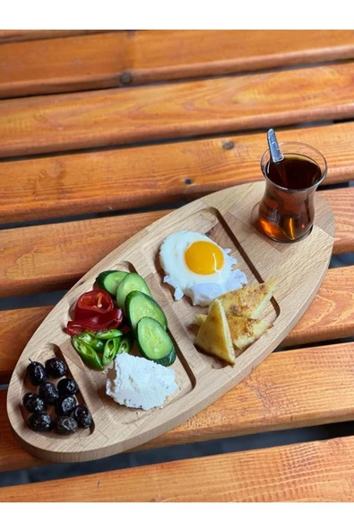 ATAwood Kayın Ağacı Doğal Ahşap Sunumluk , Kahvaltılık , Kek Servis Tepsisi , Çerezlik , Sunum Tahtası ürün görseli 1
