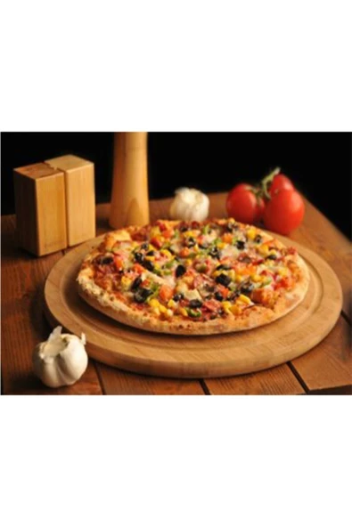 gökçe ahşap Ahşap Pizza Sunum Tabağı Tahtası Pizza Altlığı 34 Cm 4 Adet ürün görseli 1