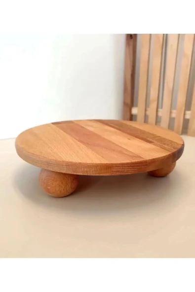 777Home 3 Top Ayaklı Dekoratif Çok Amaçlı Düzenleyici Ahşap Sunumluk Organizer 25 cm ürün görseli 1