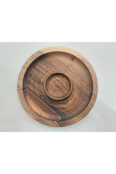 Timber Ahşap Ceviz Doğal Ahşap Kuruyemiş Cips Peynir Kahvaltı Servis Sunum Tabağı 23x23x2 ürün görseli 1