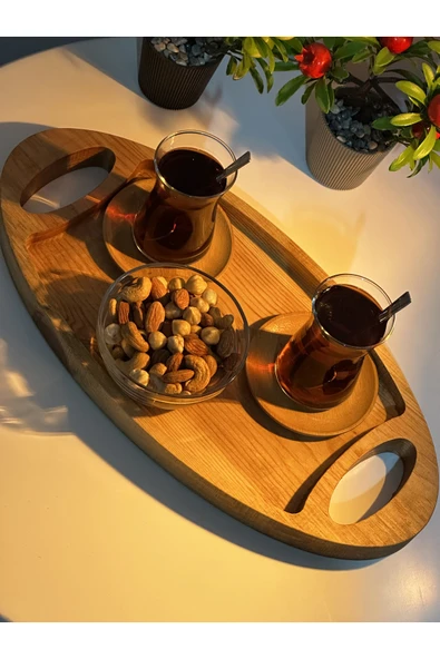 ATAwood Doğal Ahşap Sunum Tepsisi-Sunumluk-Servis Tepsisi ürün görseli 1