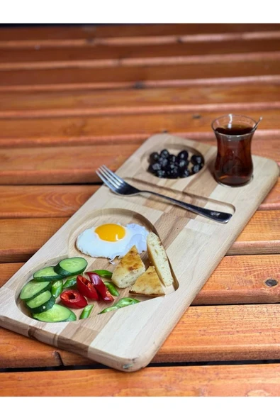 ATAwood Ahşap Kalpli Kahvaltılık, Sunumluk, Kahvaltı Servis Tabağı, Çok Amaçlı, Doğal Ahşap, Kayın Ağacı ürün görseli 1