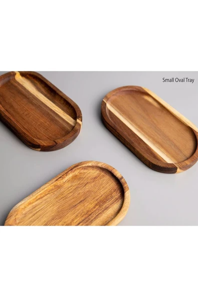 Woodman Orta Boy Ahşap Oval Sunum Tabağı - Resim 2