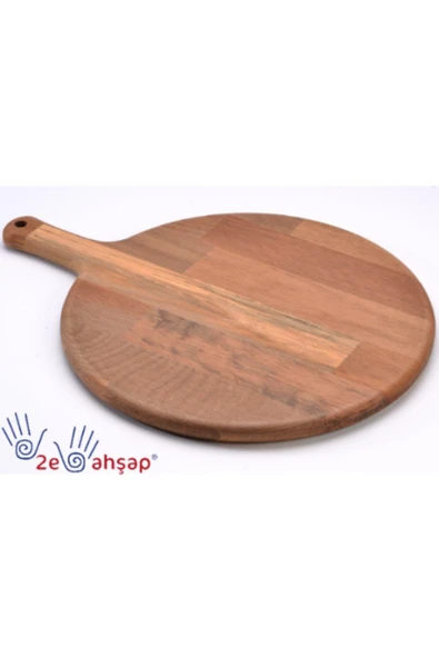 Ahşap Saplı Pizza & Lahmacun Tahtası - Çap 32 Cm Kayın Ağacındanmarka: 2e ürün görseli 1