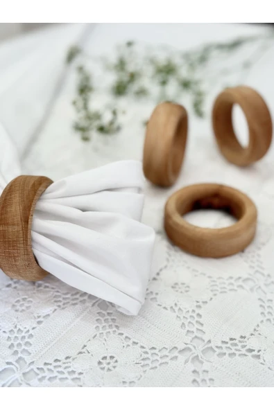 DECORİUM WOOD Ahşap Peçete Yüzüğü Halka 6'lı ürün görseli 1