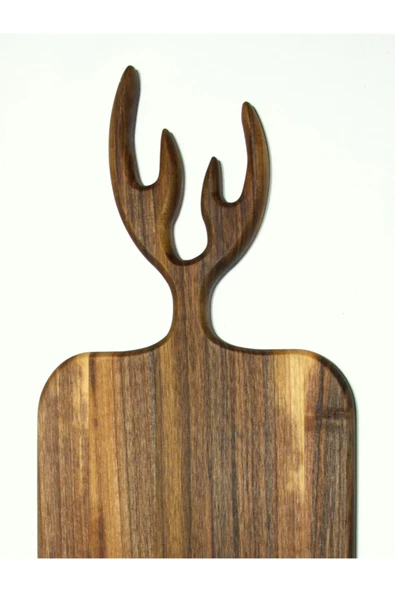 otaci wood design Ceviz Doğal Ahşap Sunum Servis Kesme Tahtası Geyik Boynuzu Figürlü ürün görseli 1