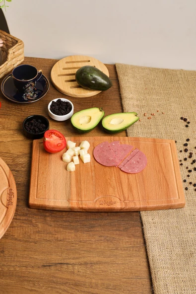 Woodya Ahşap Kesme Tahtası - Ahşap Sunum Tahtası - Ahşap Servis Tahtası - Anneler Günü Hediyesi 32x19 Cm ürün görseli 1
