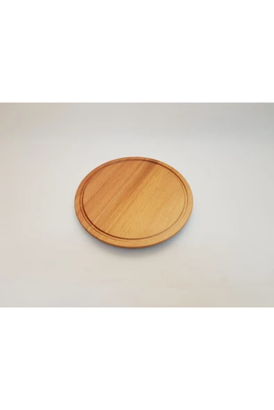 ÇAS WOOD DESİGN 30 Cm Yuvarlak Oluklu Ahşap Pizza -steak-pasta-kek-peynir-kurabiye Sunum Tahtası ürün görseli 1