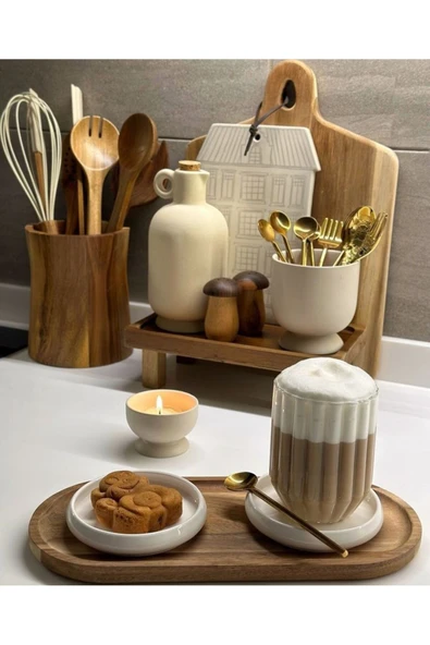 inwood Ahşap Oval Servis Sunum Tabağı 30x15 cm ürün görseli 1