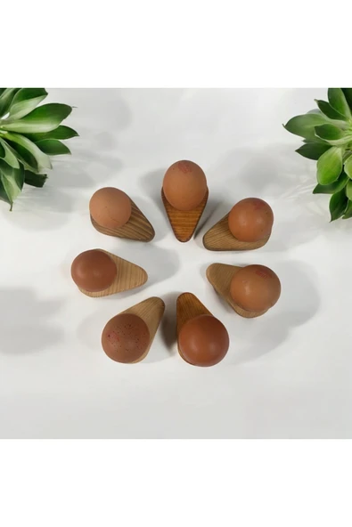 YAT Design Crafts Doğal Ahşap Yüksek Kalite Yumurtalık, Kahvaltılık, Sunumluk, 4 Adet Yumurta Organizer'ı - 4ü ürün görseli 1