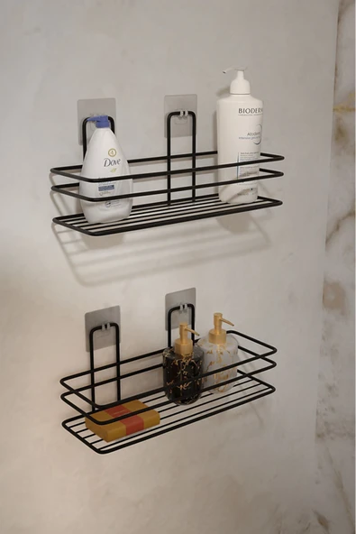 Silkyra 2'li Set, Pratik Ve Şık Yapışkanlı Banyo Şampuanlık Ile Banyonuzda Yer Açın ürün görseli 1