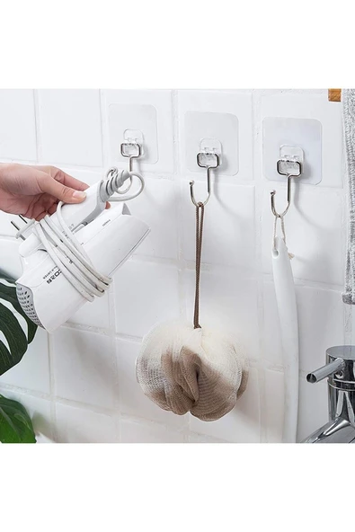 Egem Home Krom Güçlü Yapışkanlı Kanca Yapışkanlı Askılar, Mutfak Banyo Ev Ofis Askısı 2 Adet ürün görseli 1