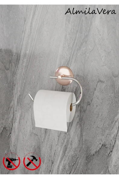 Egem Home Güçlü Garantili Yapışkanlı 5 mm Rose Gold Tuvalet Kağıtlık Wc Askısı ürün görseli 1