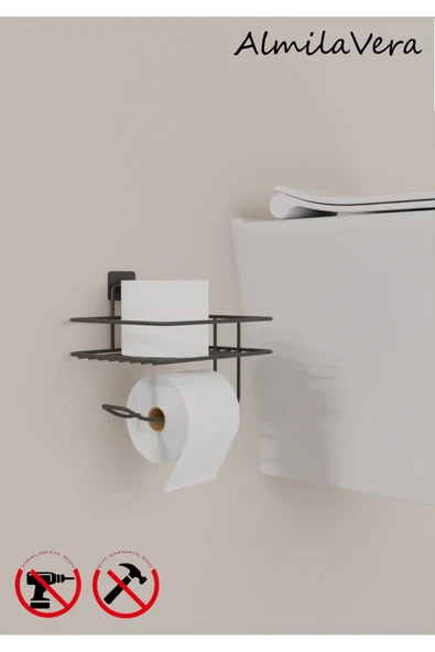 Egem Home Vidalı Siyah Tuvalet Kağıtlığı Askısı Yedekli Tuvalet Kağıtlık Wc Kağıtlık ürün görseli 1