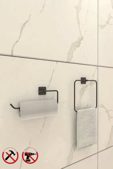 Egem Home Yapışkanlı Kare Havlu ve Kare Rulo Havlu Banyo Aksesuar Seti ürün görseli 1