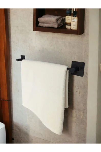 Egem Home Yapışkanlı Siyah Kare Uzun Havluluk Havlu Askısı ürün görseli 1