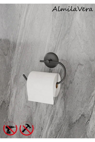 Egem Home Güçlü Garantili Yapışkanlı 5 mm Siyah Tuvalet Kağıtlık Wc Askısı ürün görseli 1
