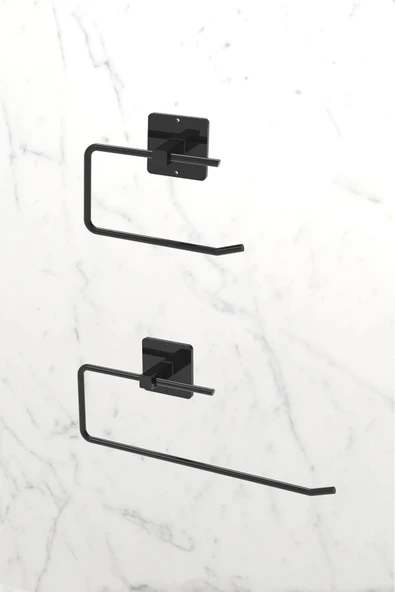 Egem Home Yapışkanlı Siyah Rulo Havluluk Peçetelik Wc Kağıtlık Banyo Mutfak Pratik 2'li Set ürün görseli 1