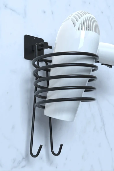 Egem Home Yapışkanlı Siyah Fön Makinesi Askısı Saç Kurutma Makinesi Tutacağı ürün görseli 1
