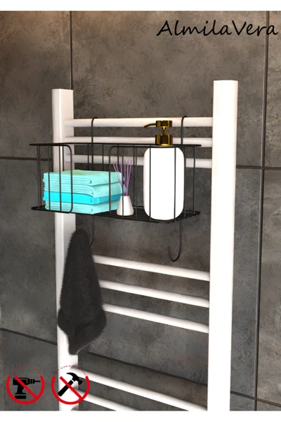Egem Home Siyah Paslanamaz Kapı Arkası Ütü Ve Ütü Masası Askısı Ütü Düzenleyici Raf ürün görseli 1