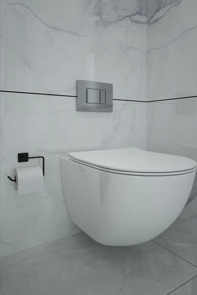 Egem Home Yapışkanlı Siyah Kare Açık Tuvalet Kağıtlık Wc Kağıtlık ürün görseli 1