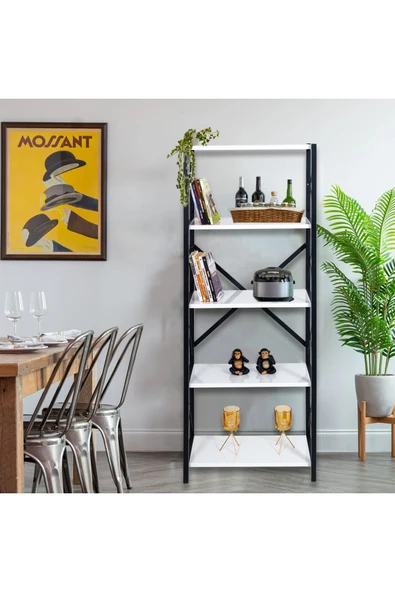 RMD SHOP LONDON 5 Raflı Metal Ayaklı Dekoratif Kitaplık ürün görseli 1
