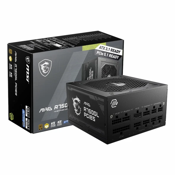 MSI MAG A750GL PCIE5 750W 80+ Altın Modüler Güç Kaynağı ürün görseli 1