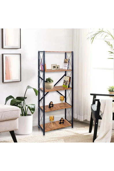 RMD SHOP LONDON 5 Raflı Metal Ayaklı Dekoratif Kitaplık ürün görseli 1